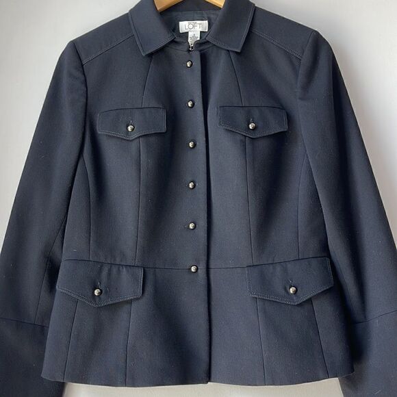 Ann Taylor LOFT Size 8 Black Military Style Button Detail Blazer - Picture 4 of 9